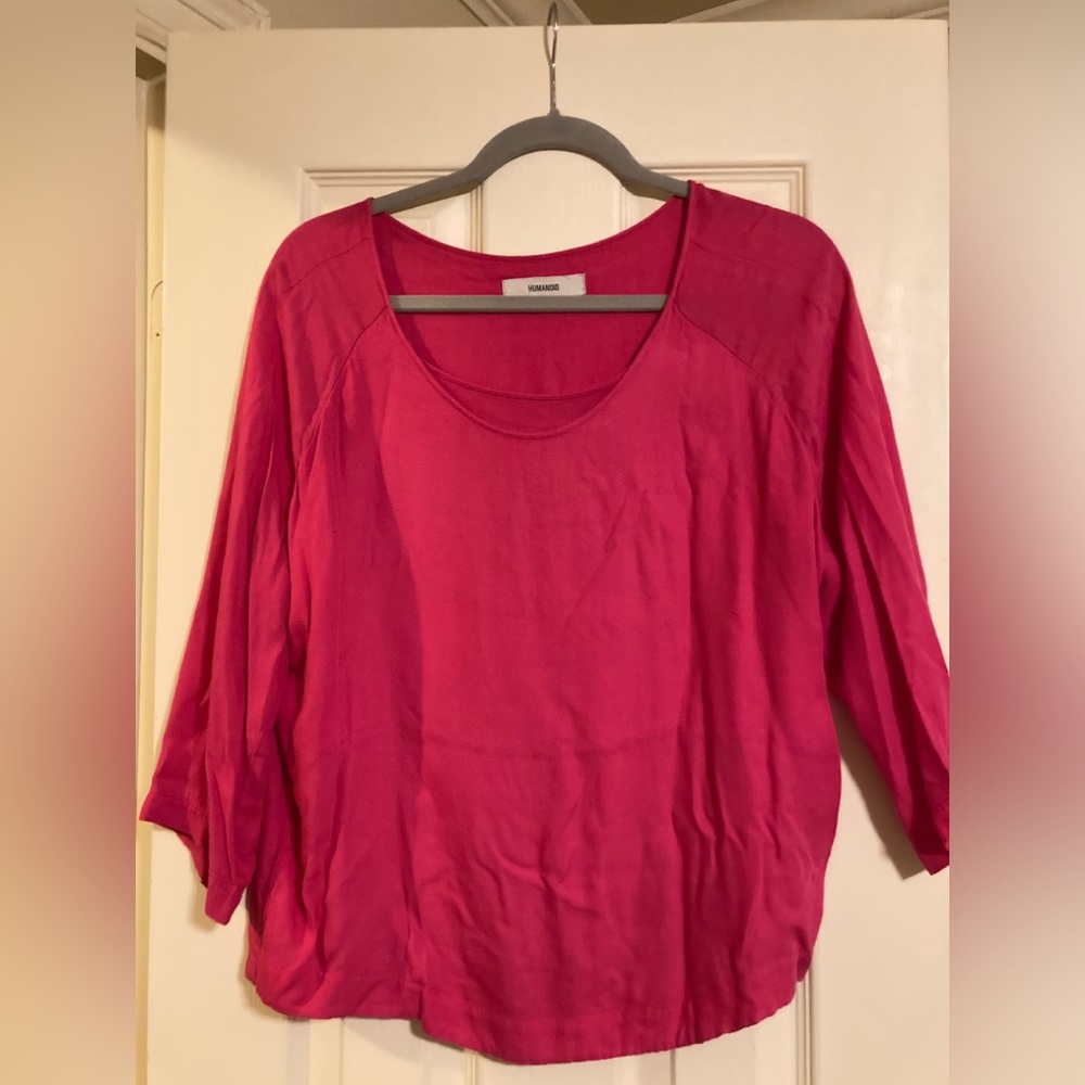 HUMANOID pink 3/4 sleeve tee